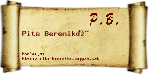 Pits Bereniké névjegykártya